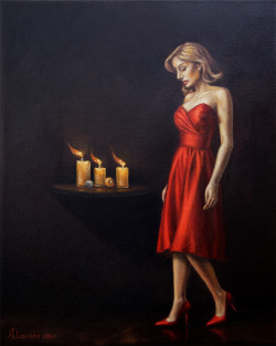 Lady In Red 2 alex, alexander, art, artwork, canada, canadian, classical oil painting, european, expression, expressionism, girl, lavrov, modern, north america, north american art, oil painting, original, portrait, symbolism, vancouver, yvr, lady in red dress, posing, female, figure, woman