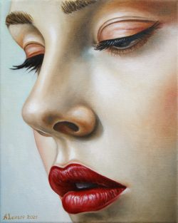 Lips #3 alex, alexander, art, artwork, canada, canadian, classical oil painting, european, expression, expressionism, female, girl, lavrov, modern, north america, north american art, oil painting, original, portrait,  vancouver, woman, yvr, lips, red, rouge, lipstick, young, sensual